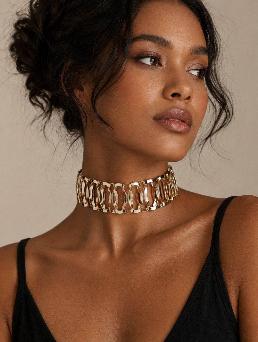 Natasha Gold Link Choker Necklace